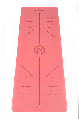 Yogamatte PU Pastelrosa mit Hilfslinien (183 cm x 68 cm x 0,4 cm)