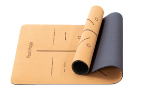 Yogamatte Kork mit Hilfslinien (183 cm x 66 cm x 0,5 cm)