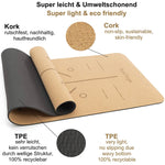 Yogamatte Kork mit Hilfslinien (183 cm x 66 cm x 0,5 cm)