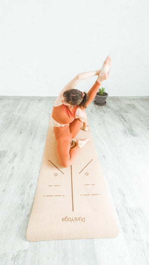 Yogamatte Kork mit Hilfslinien (183 cm x 66 cm x 0,5 cm)
